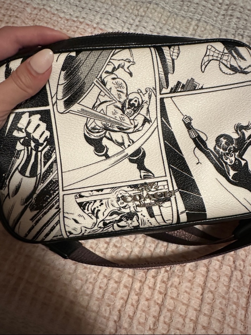 Coach Marvel Jes Crossbody Bag - Black & White Comic Design - Picture 2 of 11